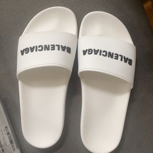 Balenciaga White Pool Slide Sandals. Never Worn!